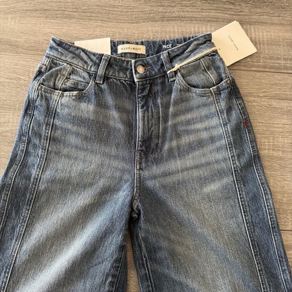 Warp + Weft Wide Leg High Rise Jeans Women's Size 2/26 Blue Denim Relaxed Fit - Picture 4 of 10